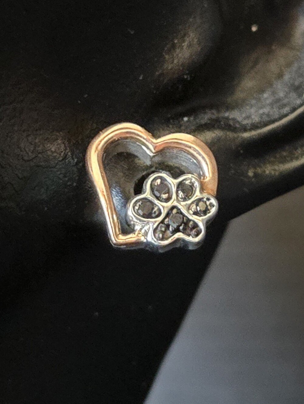 Heart & Paw Stud Earrings -10k Rose Gold and 925 Silver - Picture 12 of 12